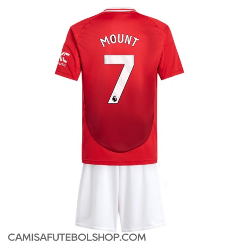 Camisa de time de futebol Manchester United Mason Mount #7 Replicas 1º Equipamento Infantil 2024-25 Manga Curta (+ Calças curtas)